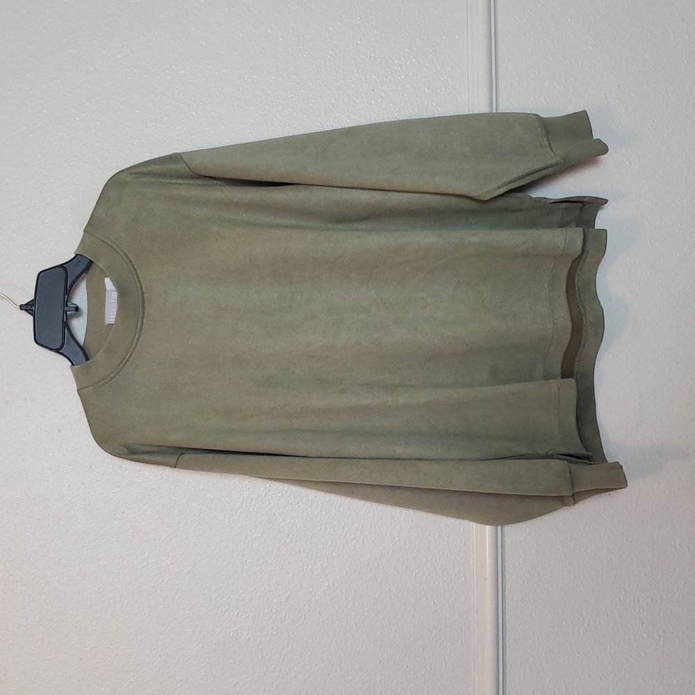 Easy &‎ Fun Olive Green Sweatshirt Suede Like Texture